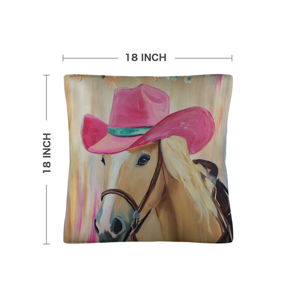 Pink Cowgirl Horse Pillow Case