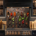 Spice Elegance Tempered Glass Backsplash – Exotic Kitchen Wall Art